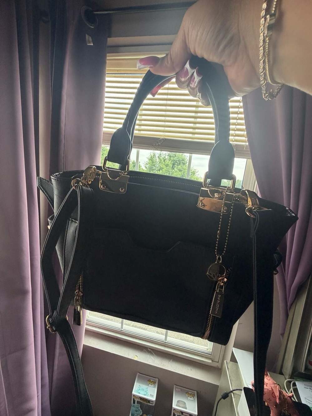 BCBGeneration Black Faux Leather Satchel Handbag